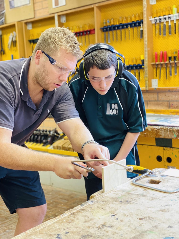 photo of student and teacher mr Small in Tech Mandatory